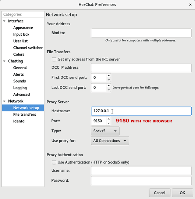 Proxy server OnionIRC