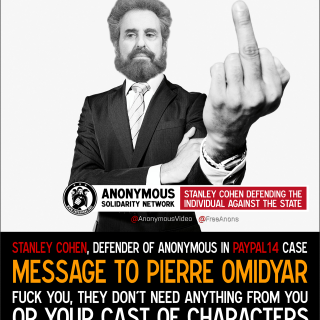 Stanley Cohen - Message to Pierre Omidyar's PayPal @AnonymousVideo